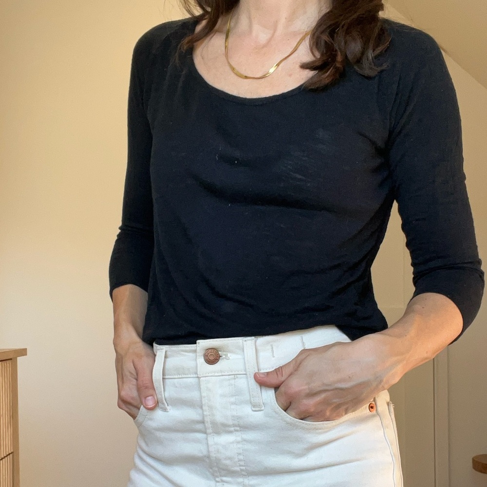 Madewell 3/4 Sleeve Top- Black